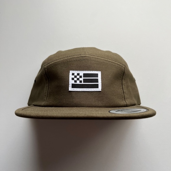 Fast Things - Olive/White, Flag 5 Panel Camp Hat - Picture 1 of 2